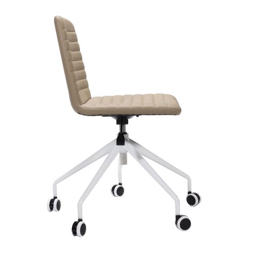 Pixel Breakout & Meeting Chair White 5 Star Base Almond PU