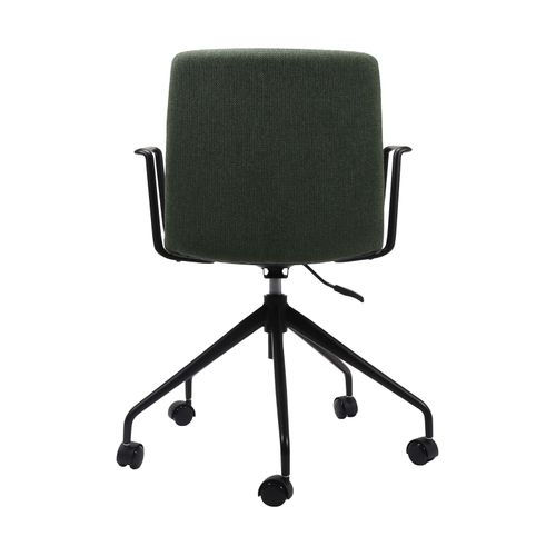 Pixel Breakout & Meeting Chair Black 5 Star Base with Arms Olive Fabric