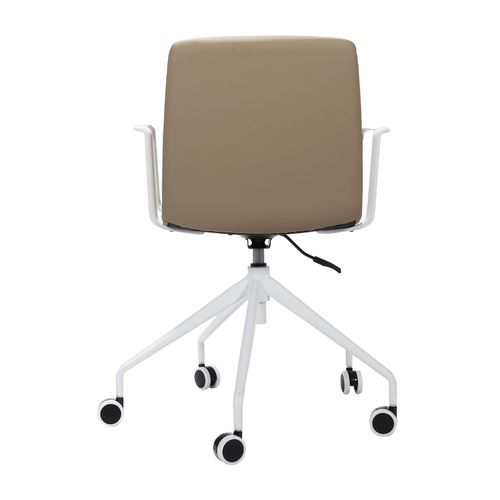 Pixel Breakout & Meeting Chair White 5 Star Base with Arms Almond PU