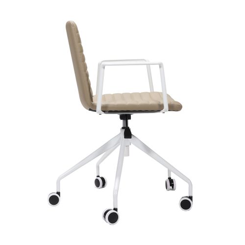Pixel Breakout & Meeting Chair White 5 Star Base with Arms Almond PU