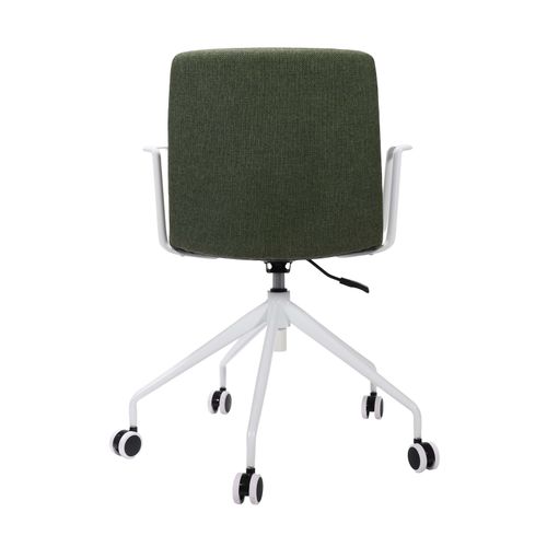 Pixel Breakout & Meeting Chair White 5 Star Base with Arms Olive Fabric