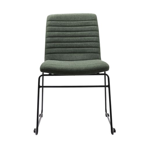 Pixel Breakout & Visitor Chair Black Sled Base Olive Fabric