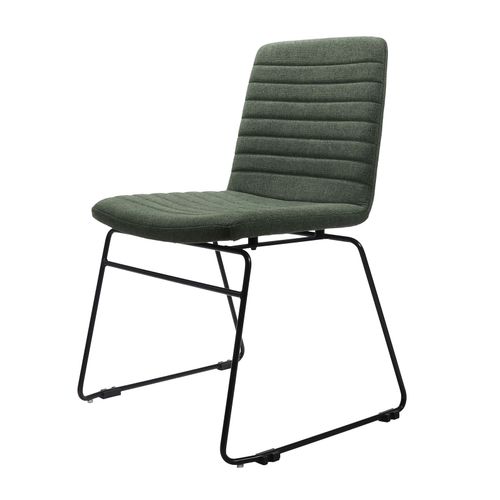 Pixel Breakout & Visitor Chair Black Sled Base Olive Fabric