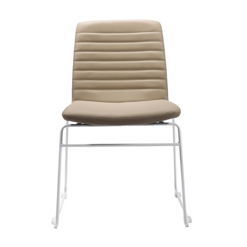 Pixel Breakout & Visitor Chair White Sled Base Almond PU