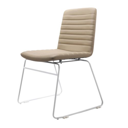 Pixel Breakout & Visitor Chair White Sled Base Almond PU