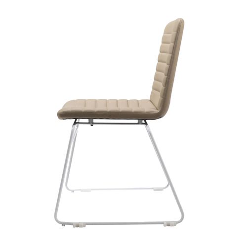 Pixel Breakout & Visitor Chair White Sled Base Almond PU