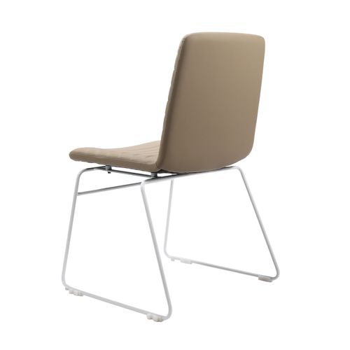 Pixel Breakout & Visitor Chair White Sled Base Almond PU