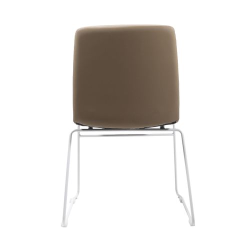 Pixel Breakout & Visitor Chair White Sled Base Almond PU