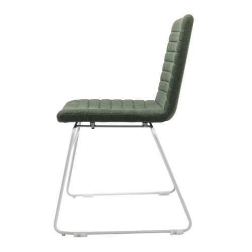 Pixel Breakout & Visitor Chair White Sled Base Olive Fabric