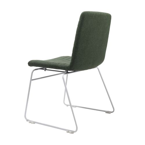 Pixel Breakout & Visitor Chair White Sled Base Olive Fabric