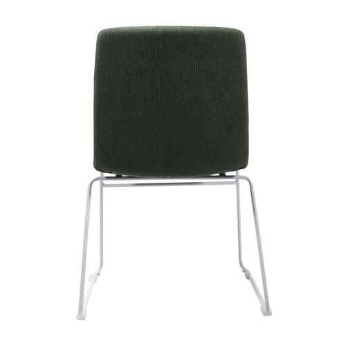 Pixel Breakout & Visitor Chair White Sled Base Olive Fabric