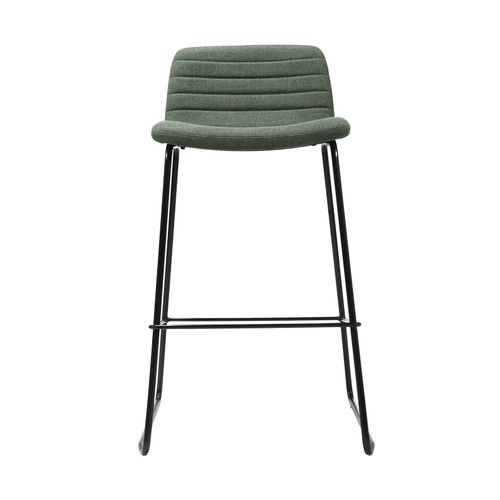 Pixel Bar Stool Black Sled Base Olive Fabric