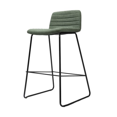 Pixel Bar Stool Black Sled Base Olive Fabric