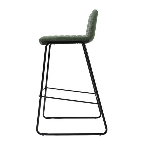 Pixel Bar Stool Black Sled Base Olive Fabric