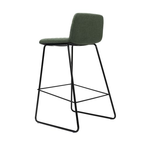 Pixel Bar Stool Black Sled Base Olive Fabric
