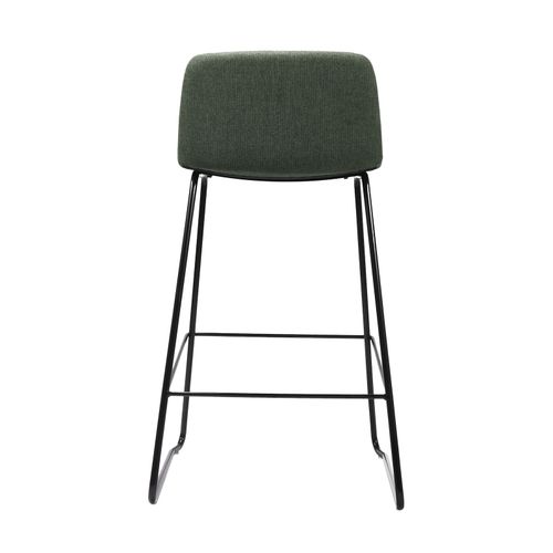 Pixel Bar Stool Black Sled Base Olive Fabric