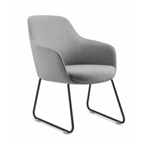 Aspen Sled Tub Chair Light Grey Fabric
