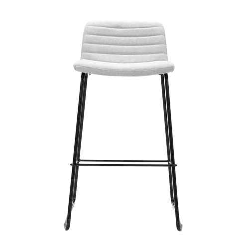 Pixel Counter Stool Black Sled Base Light Grey Fabric
