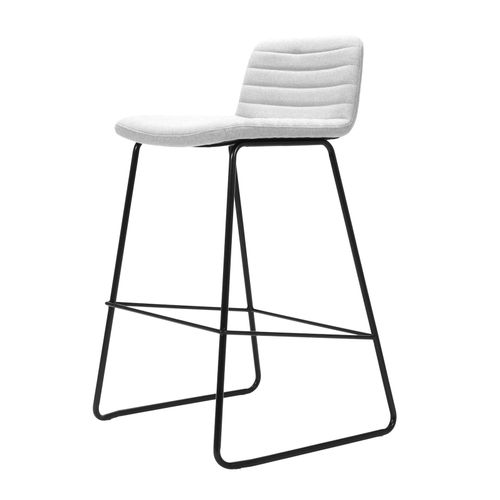 Pixel Counter Stool Black Sled Base Light Grey Fabric