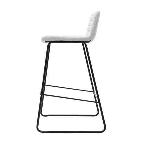 Pixel Counter Stool Black Sled Base Light Grey Fabric