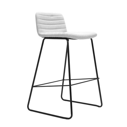 Pixel Counter Stool Black Sled Base Light Grey Fabric