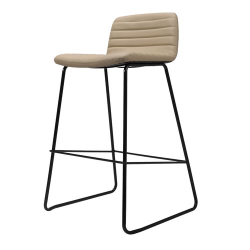 Pixel Counter Stool Black Sled Base Almond PU