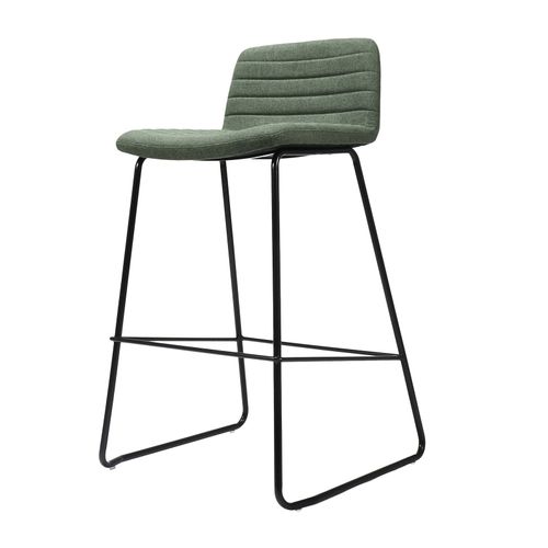 Pixel Counter Stool Black Sled Base Olive Fabric