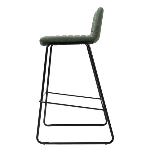 Pixel Counter Stool Black Sled Base Olive Fabric
