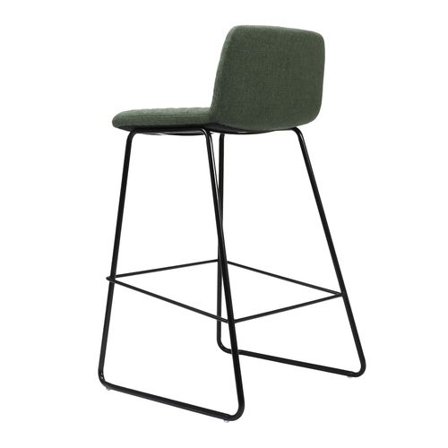 Pixel Counter Stool Black Sled Base Olive Fabric