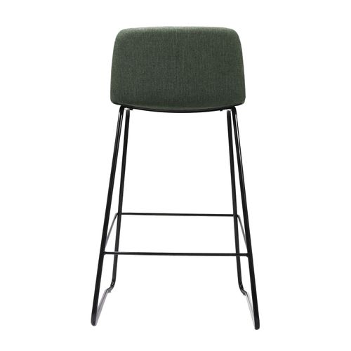 Pixel Counter Stool Black Sled Base Olive Fabric