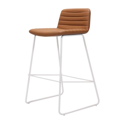 Pixel Counter Stool White Sled Base Amber PU