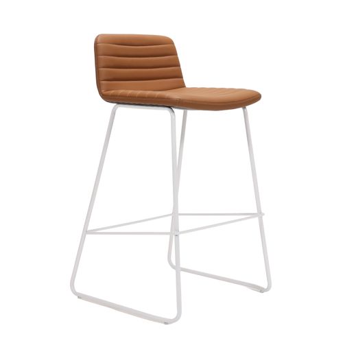 Pixel Counter Stool White Sled Base Amber PU