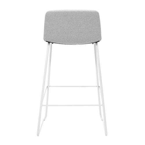 Pixel Counter Stool White Sled Base Light Grey Fabric