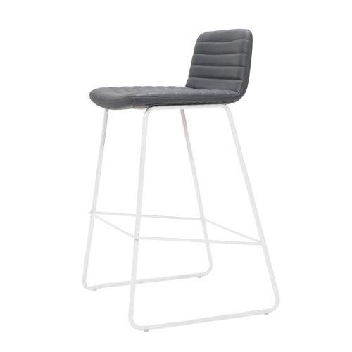 Pixel Counter Stool White Sled Base French Navy PU