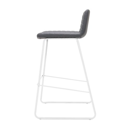 Pixel Counter Stool White Sled Base French Navy PU