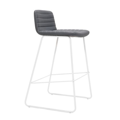 Pixel Counter Stool White Sled Base French Navy PU
