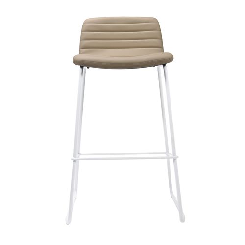 Pixel Counter Stool White Sled Base Almond PU
