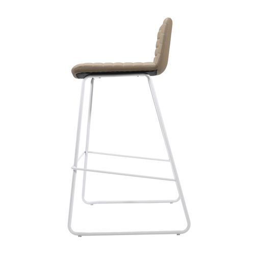 Pixel Counter Stool White Sled Base Almond PU