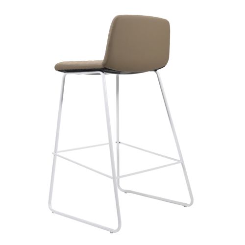 Pixel Counter Stool White Sled Base Almond PU