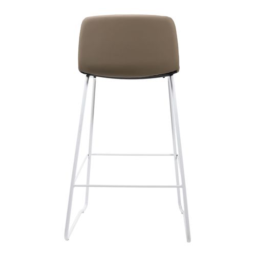 Pixel Counter Stool White Sled Base Almond PU