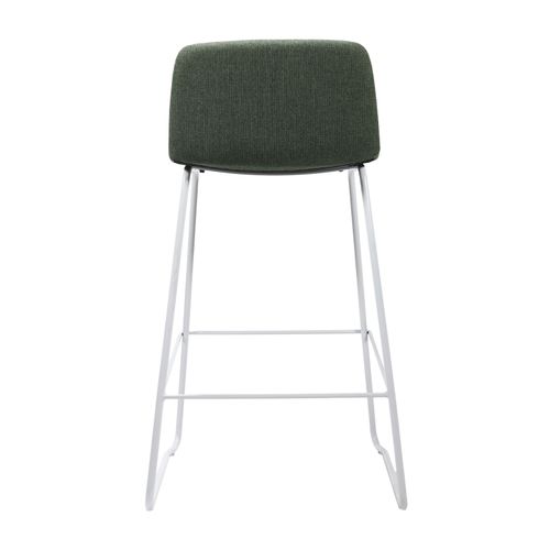 Pixel Counter Stool White Sled Base Olive Fabric