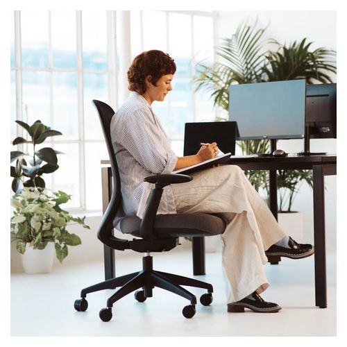 Buro Force Chair with Arms Black Frame Black Mesh Back Grey Seat