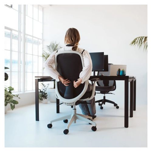 Buro Force Chair with Arms Light Grey Frame Black Mesh Back Black Seat