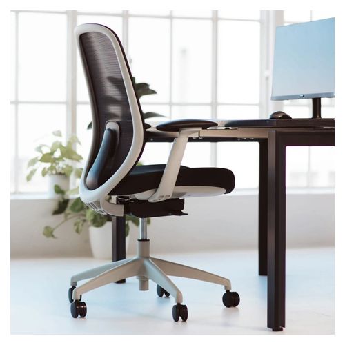 Buro Force Chair with Arms Light Grey Frame Black Mesh Back Black Seat