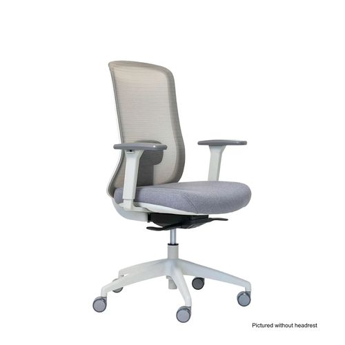 Buro Elan Chair Mesh Back With Arms & Headrest Grey