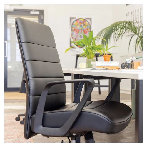 Mondo Plato Chair with Arms Black Leather