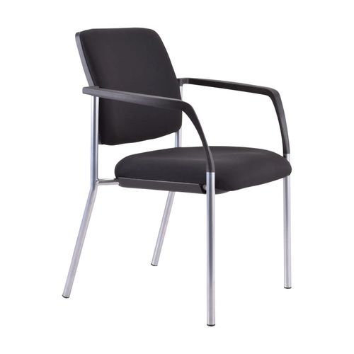 Buro Lindis Visitor Chair 4 Leg Reflective Silver Frame with Arms Black Fabric
