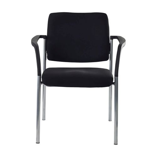 Buro Lindis Visitor Chair 4 Leg Reflective Silver Frame with Arms Black Fabric