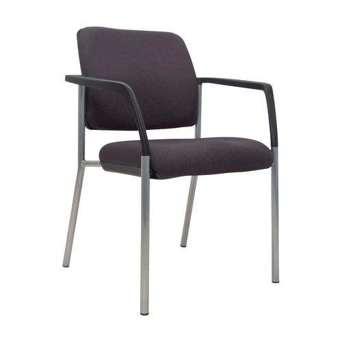 Buro Lindis Visitor Chair 4 Leg Reflective Silver Frame with Arms Charcoal Fabric