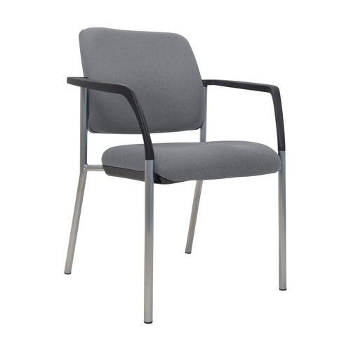 Buro Lindis Visitor Chair 4 Leg Reflective Silver Frame with Arms Smoke Fabric